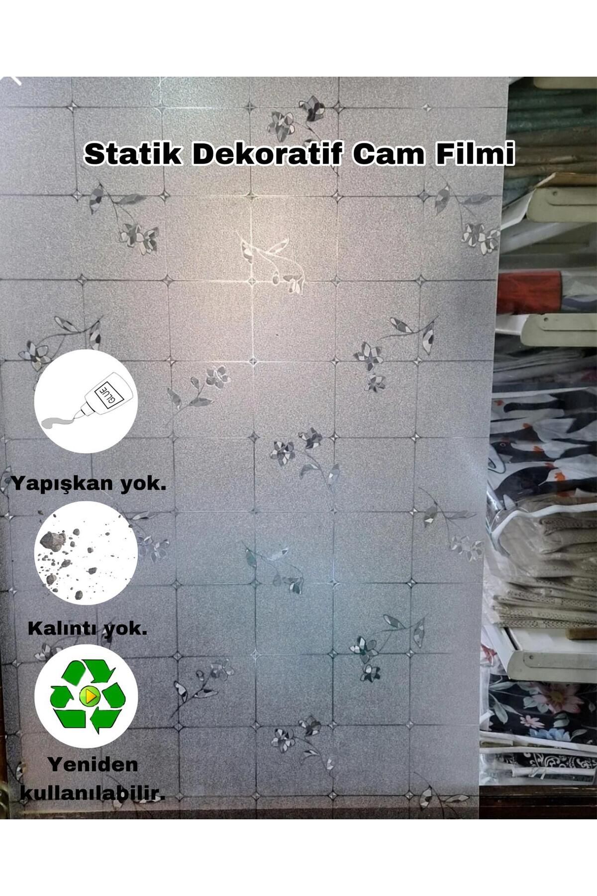 Cam Filmi Kaplama Statik Folyo Buzlu Desenli Duşa Kabin Pencere Ofis Dekorasyon