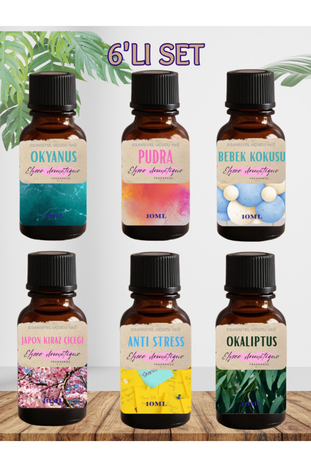 Elysee Aromatique 6'lı Set Esansiyel Uçucu Koku Yağı Difüzör Esansı Buhurdanlık Yağı Aromaterapi Yağı