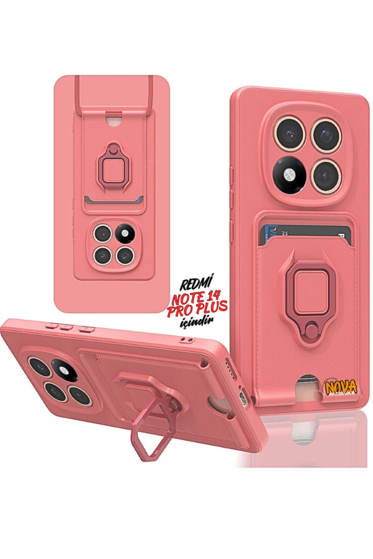 cepmoda Xiaomi Redmi NOTE 14 PRO PLUS Boyun Askılı Kılıf | Ring Stand ipli Kamera Sürgülü Kapak - SOMON