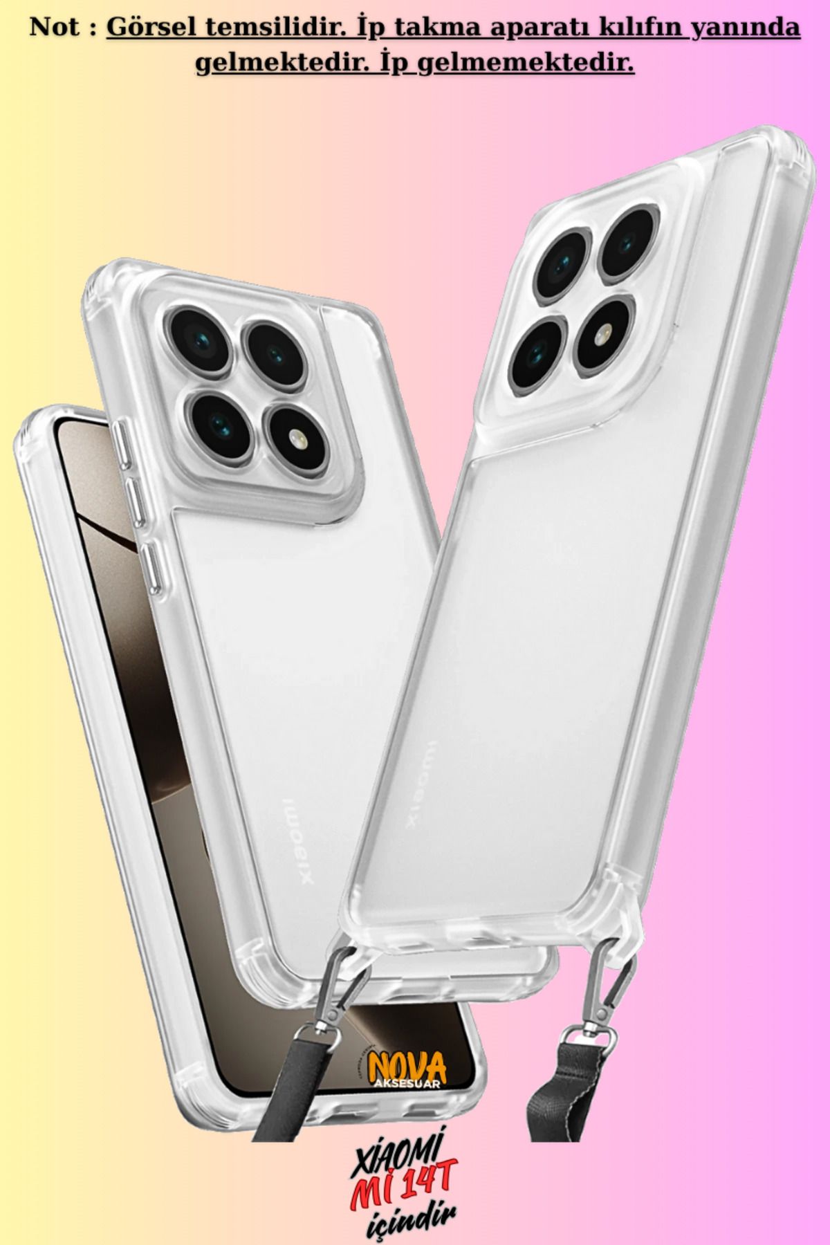 cepmoda Xiaomi Mi 14T - Renkli Kenar Darbe Koruyucu Penta TPU Kapak/Kılıf - ŞEFFAF
