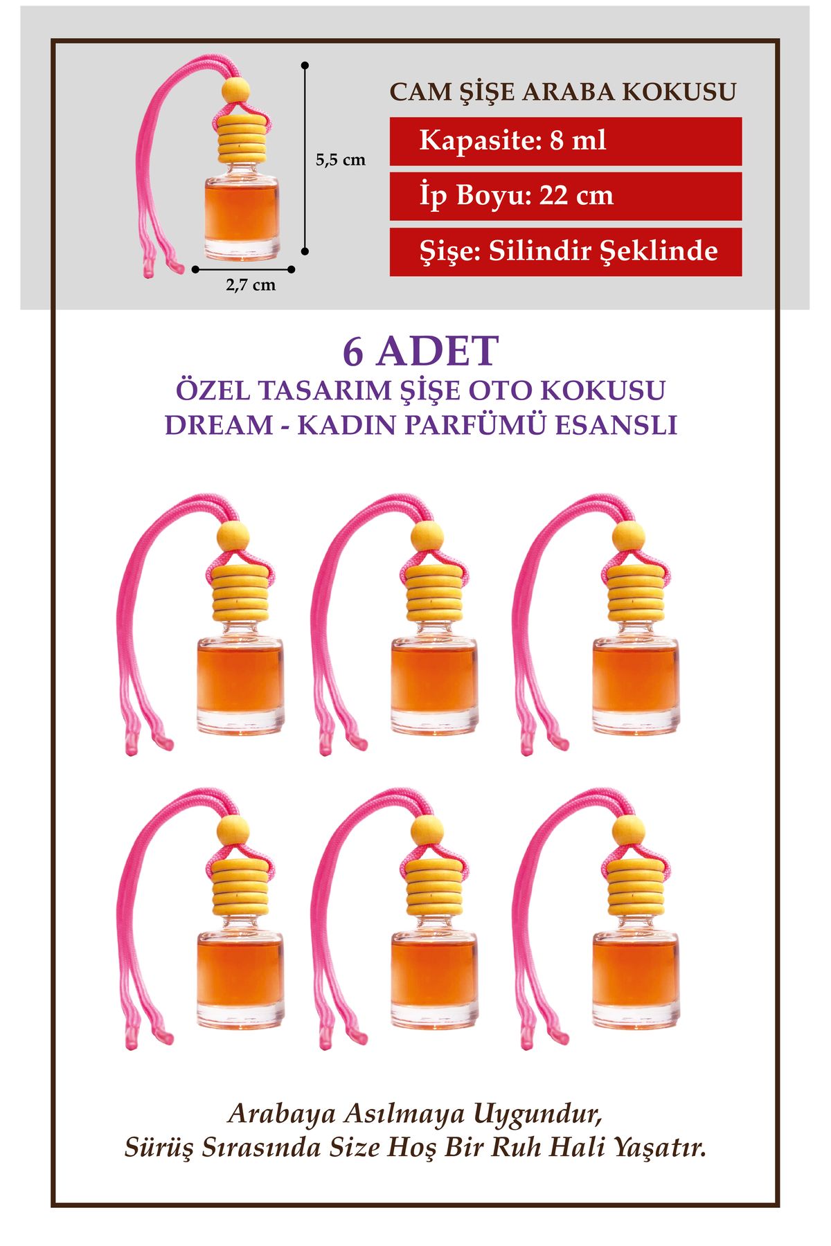 ByMeyla 6 LI CAM ŞİŞEDE OTO KOKUSU VE OTO AKSESUARI