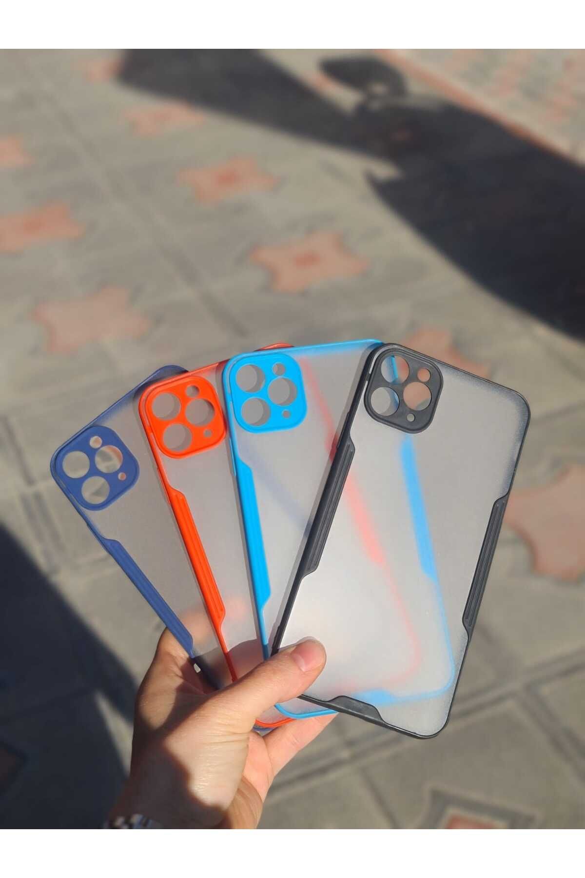 CEP-HANE Apple İphone 11 Pro Max Kenarları Renkli Kamera Korumalı Transparan Kılıf