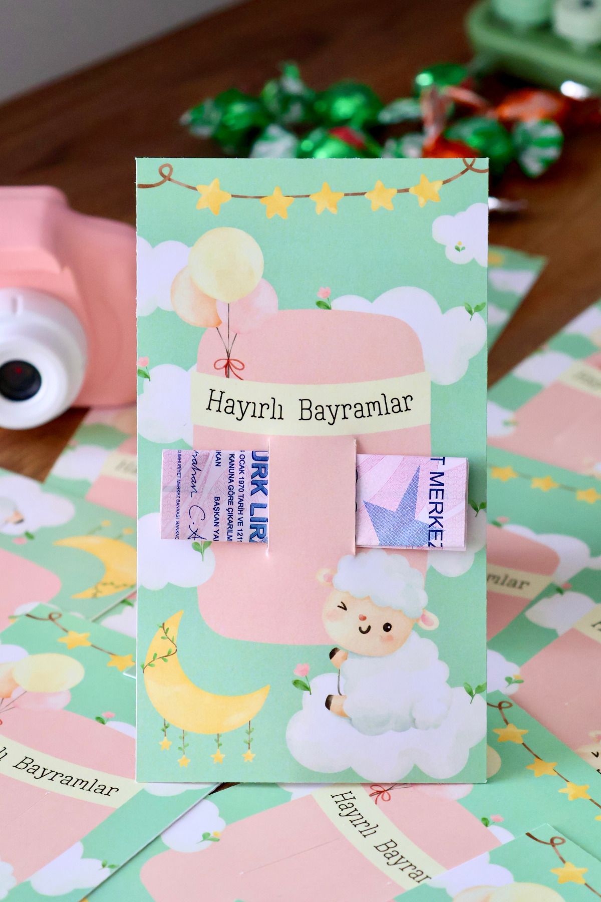Hume Craft 14'lü Bayram Harçlık Kartı, Çocuklar İçin Kurban Bayramı Harçlık Kartı , 8,5x15 cm