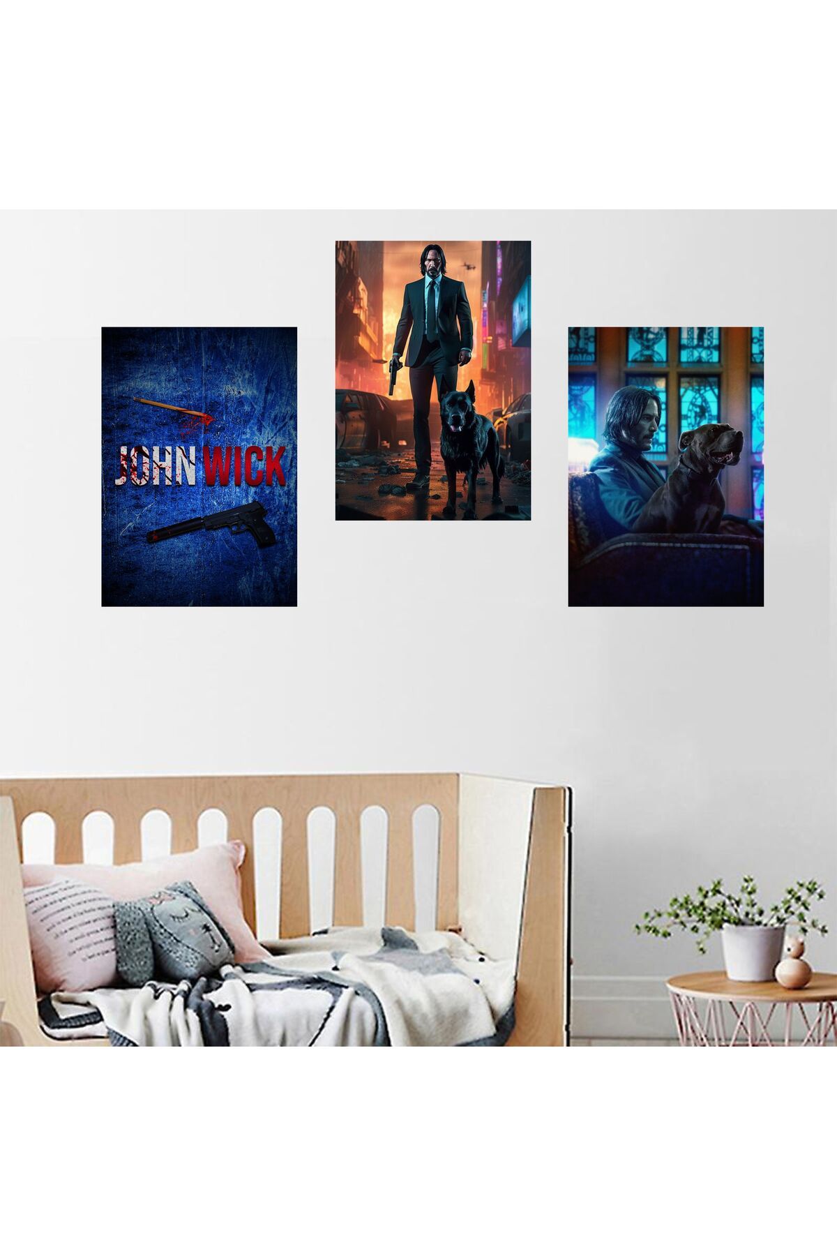 hediyenebak 3'lü John Wick Yapışkanlı 21x30 cm Poster Sticker Etiket