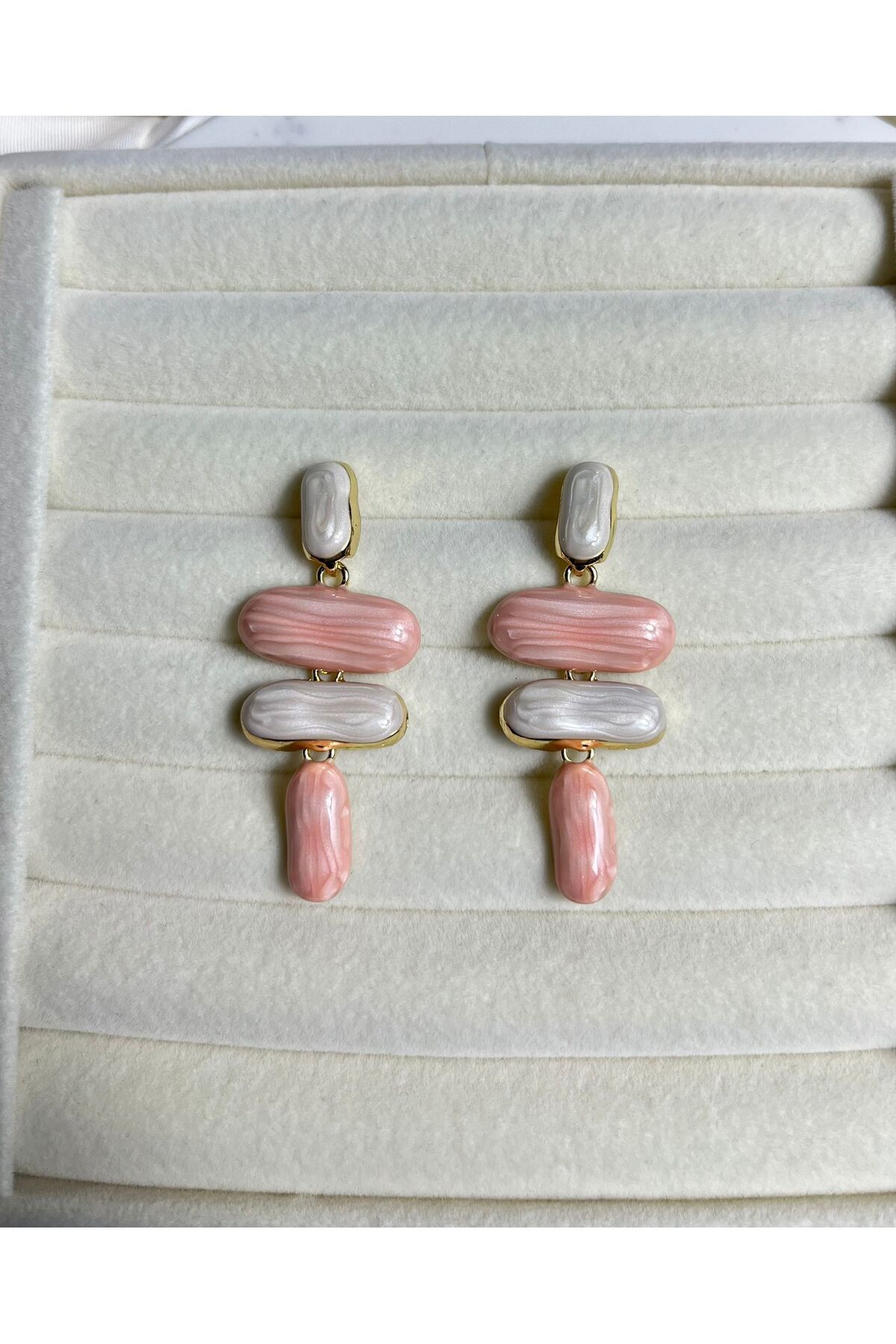 Orvix Accessories ÇELİK SALLANTILI PEMBE VİNTAGE KADIN KÜPE YAZLIK KÜPE ABİYE KÜPE HEDİYE KÜPE