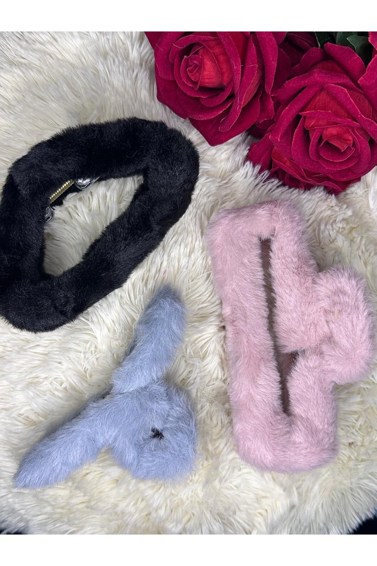 MESABUTİK 3'LÜ PELUŞ MANDALLI TOKA