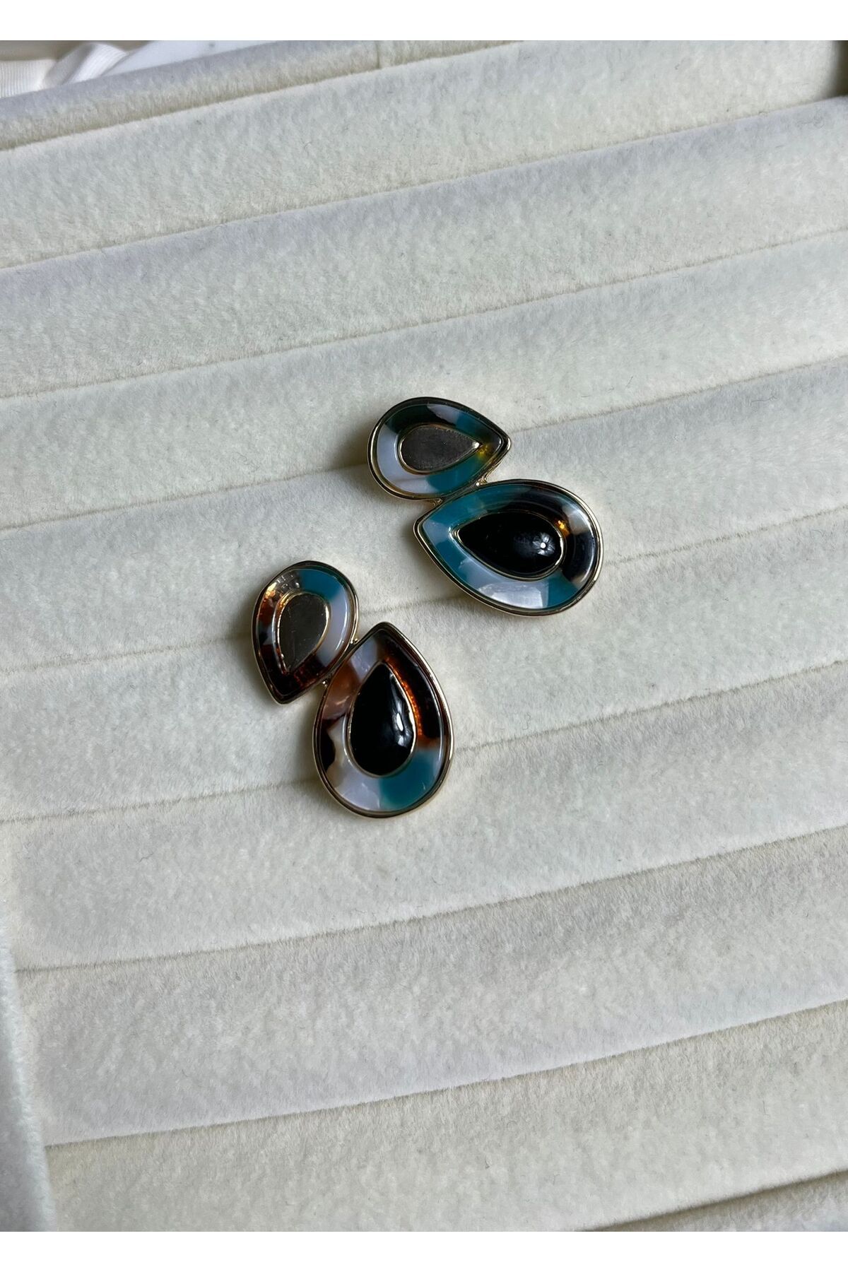 Orvix Accessories ÇELİK SALLANTILI MAVİ DAMLA KÜPE YAZLIK KÜPE ABİYE KÜPE VİNTAGE KÜPE