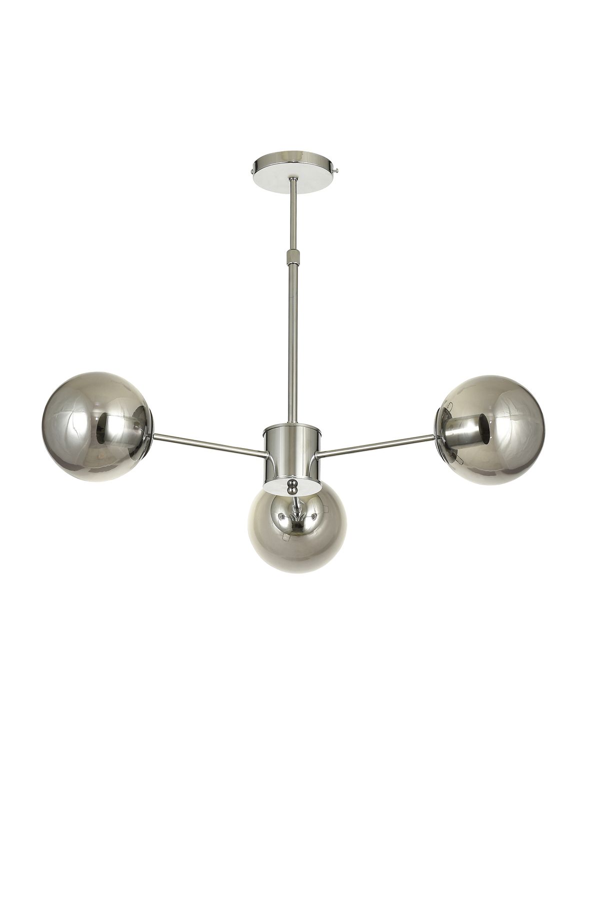 Avizemoda Miya 3 lü Füme Camlı Salon Oturma Odası Modern Sarkıt Avize - (Krom Kaplama)