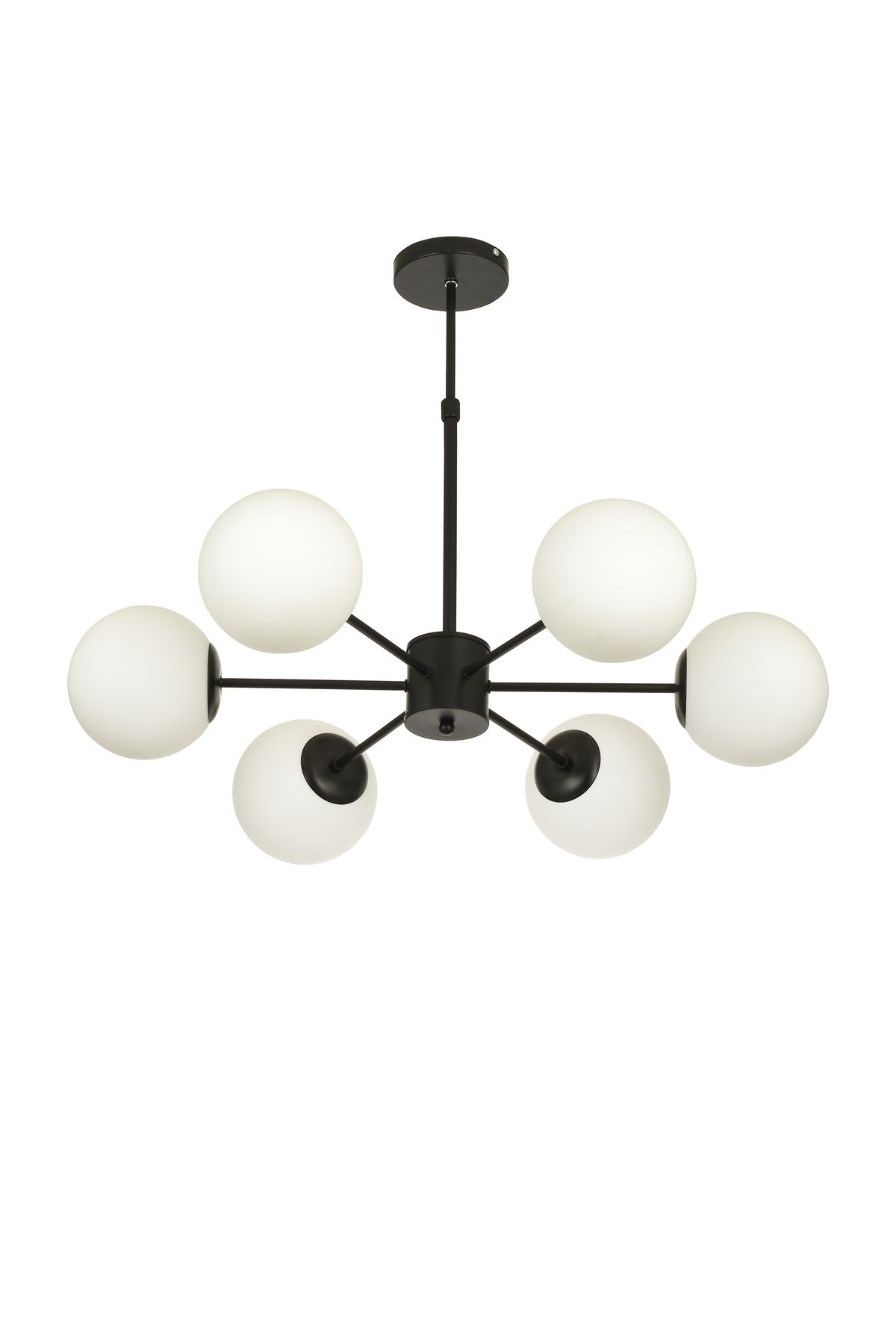 Avizemoda Miya 6 lı Beyaz Camlı Salon Oturma Odası Modern Sarkıt Avize - (Siyah)