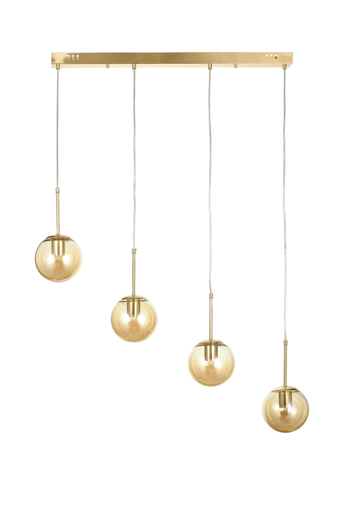 Avizemoda Miya 4 lü Yemek Masası Üstü Bal Camlı Modern Sarkıt Avize - (Gold Kaplama)