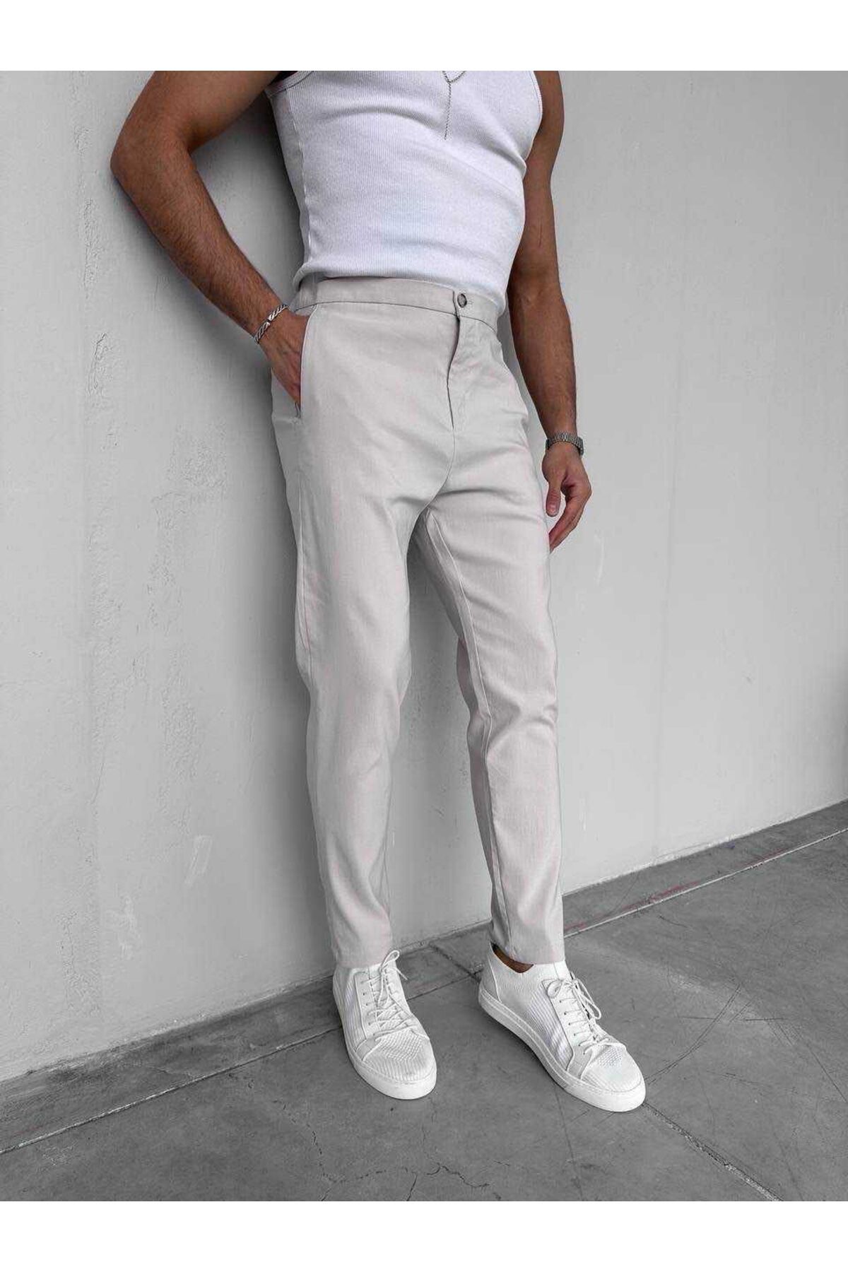 TÜZeMEN Bilek Boy Esnek Kumaş Jogger Pantolon