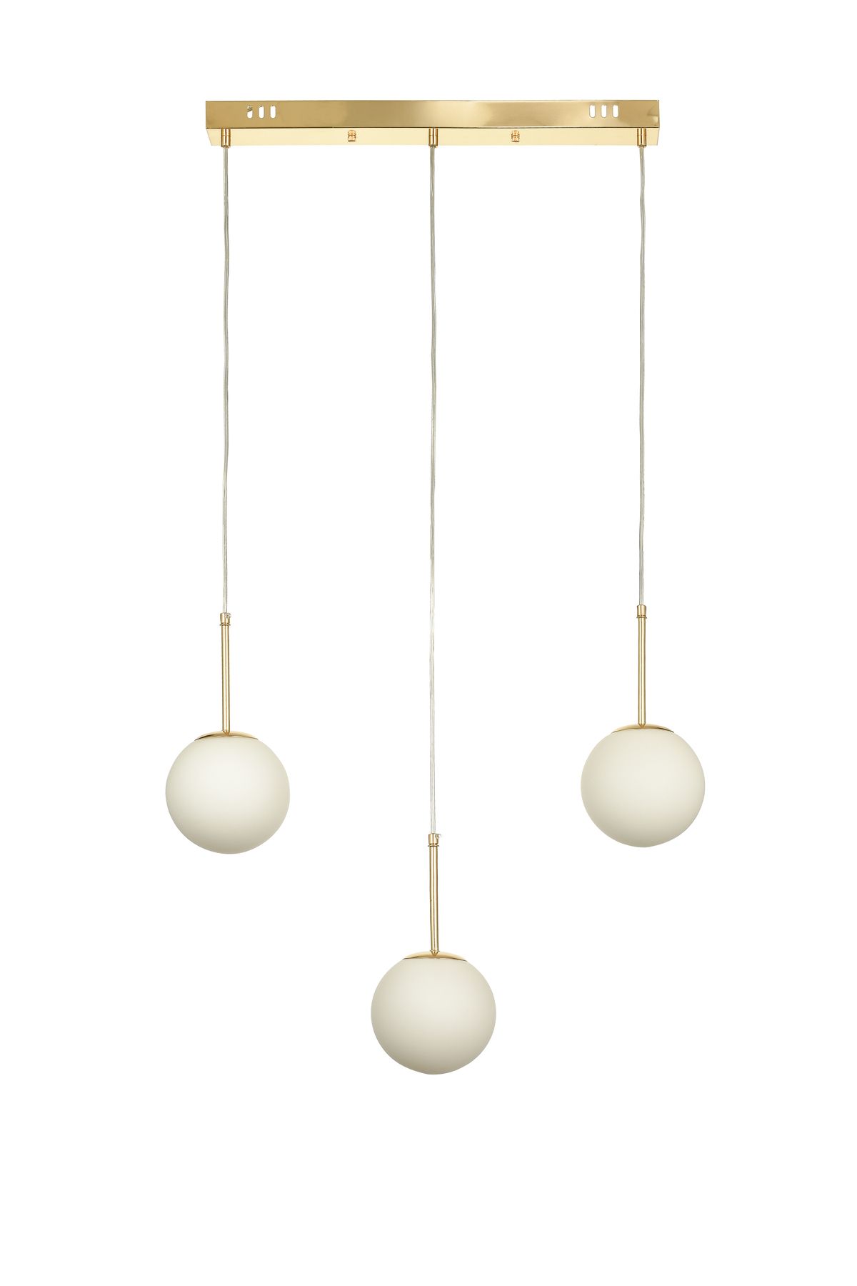 Avizemoda Miya 3 lü Yemek Masası Üstü Beyaz Camlı Modern Sarkıt Avize - (Gold Kaplama)