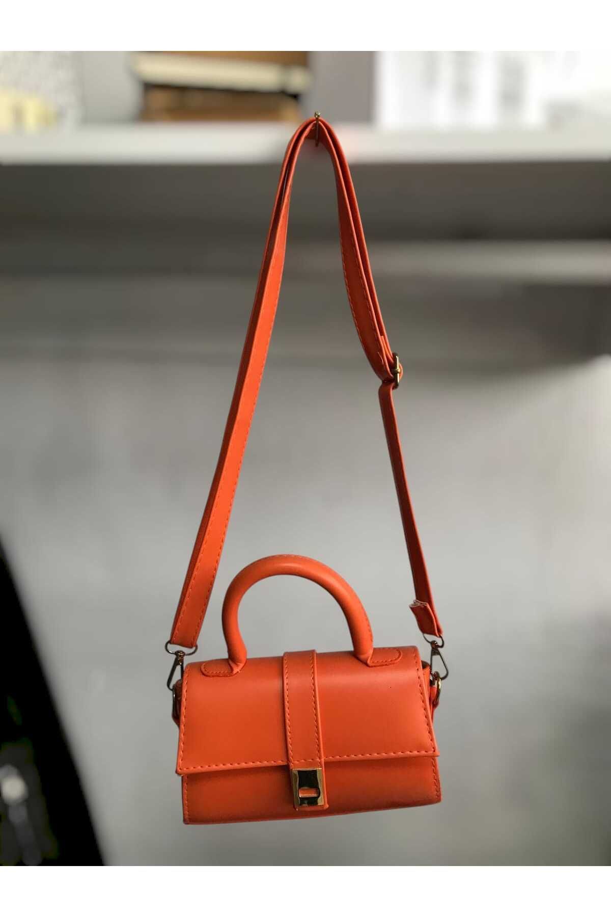 Zihni Leatherwork Kadın Turuncu Çapraz Askılı Çanta