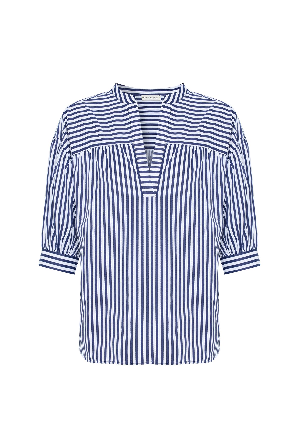 Mudo ÇİZGİLİ V YAKA OVERSIZE BLUZ