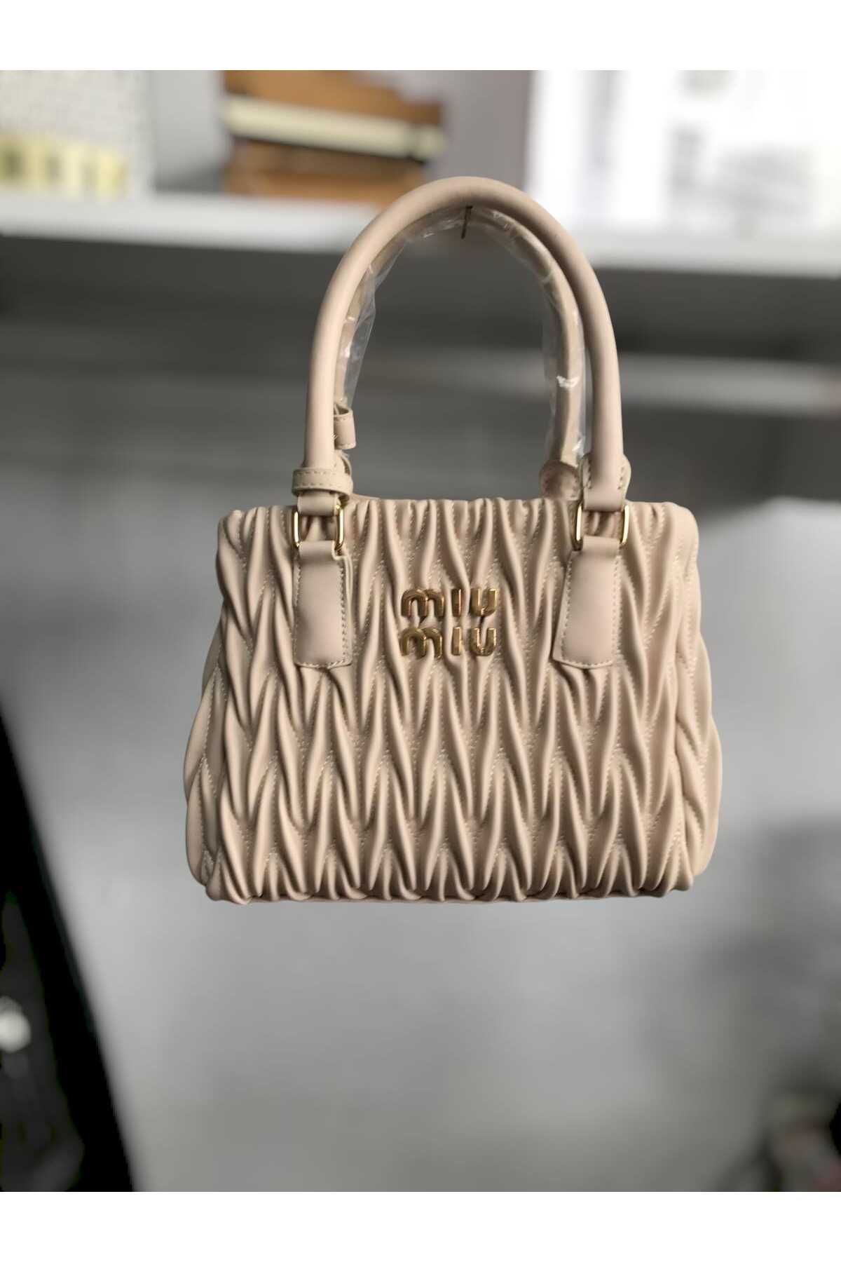 Zihni Leatherwork Kadın Beyaz Büzgü Desenli Omuz Çantası