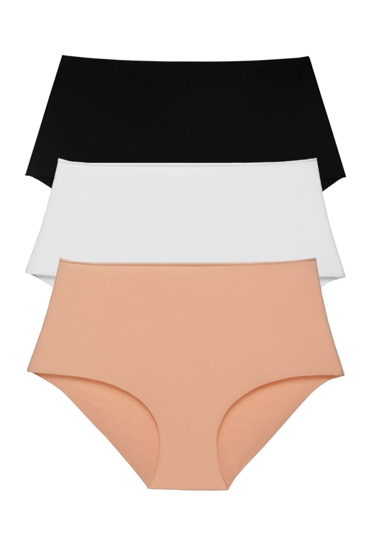 Sensu-Women's High Waist Seamless Laser Cut Panties (Waisted Elastic) Set of 3 5