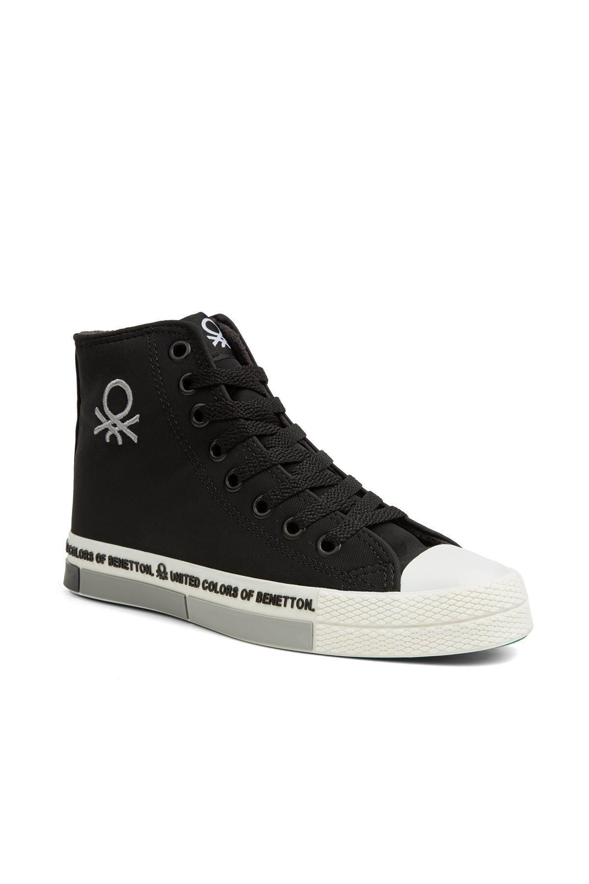 Benetton Bilek Boy Canvas Bağcıklı Günlük Spor Ayakkabı Siyah Sneaker