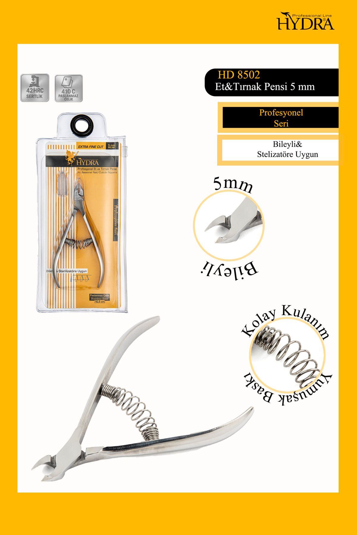 Hydra Profesyonel Et ve Tırnak Pensi Bileyli 5 mm HD-8502