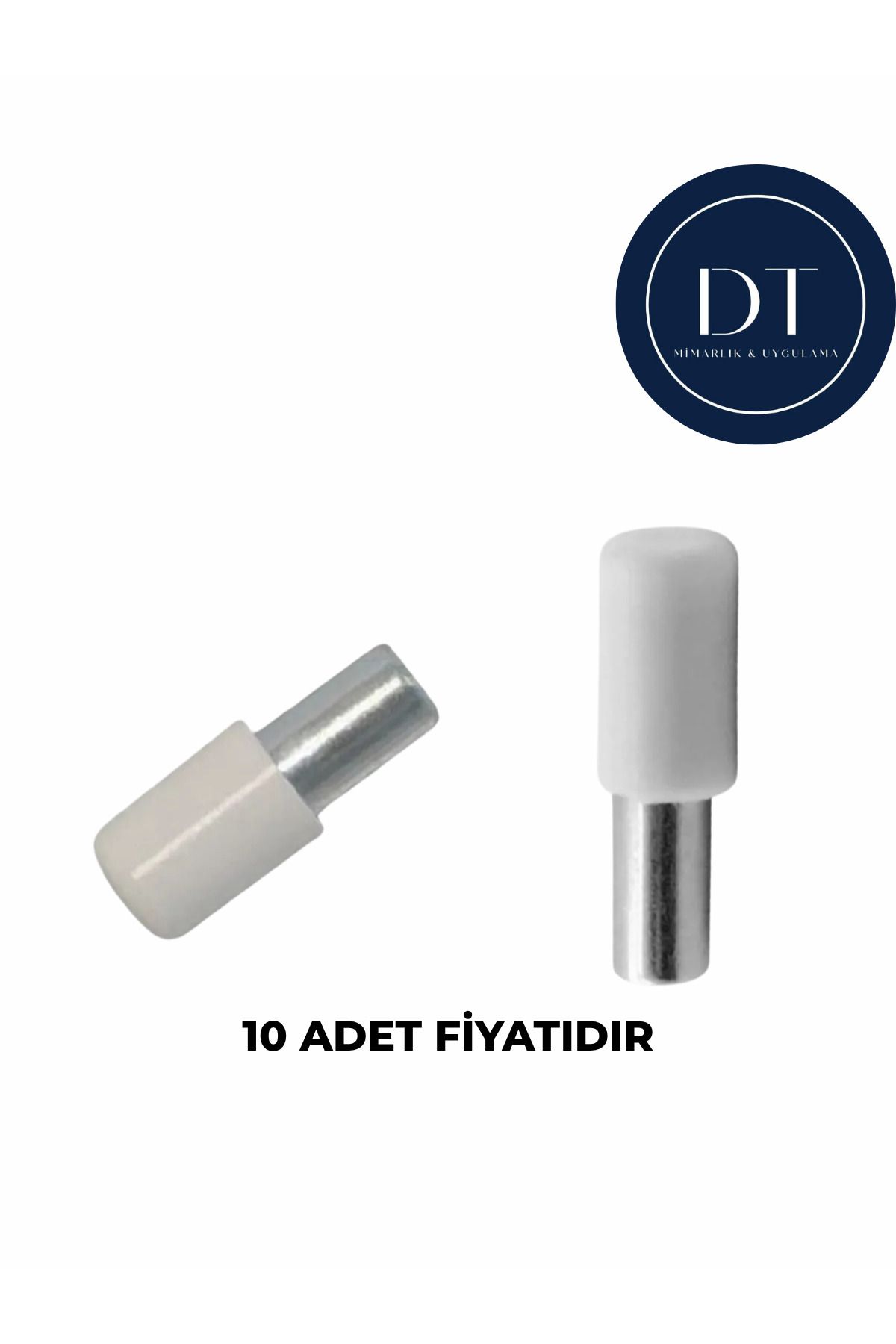 DT MİMARLIK VE UYGULAMA Plastik Başlı Metal Raf Pimi (10 Adet)