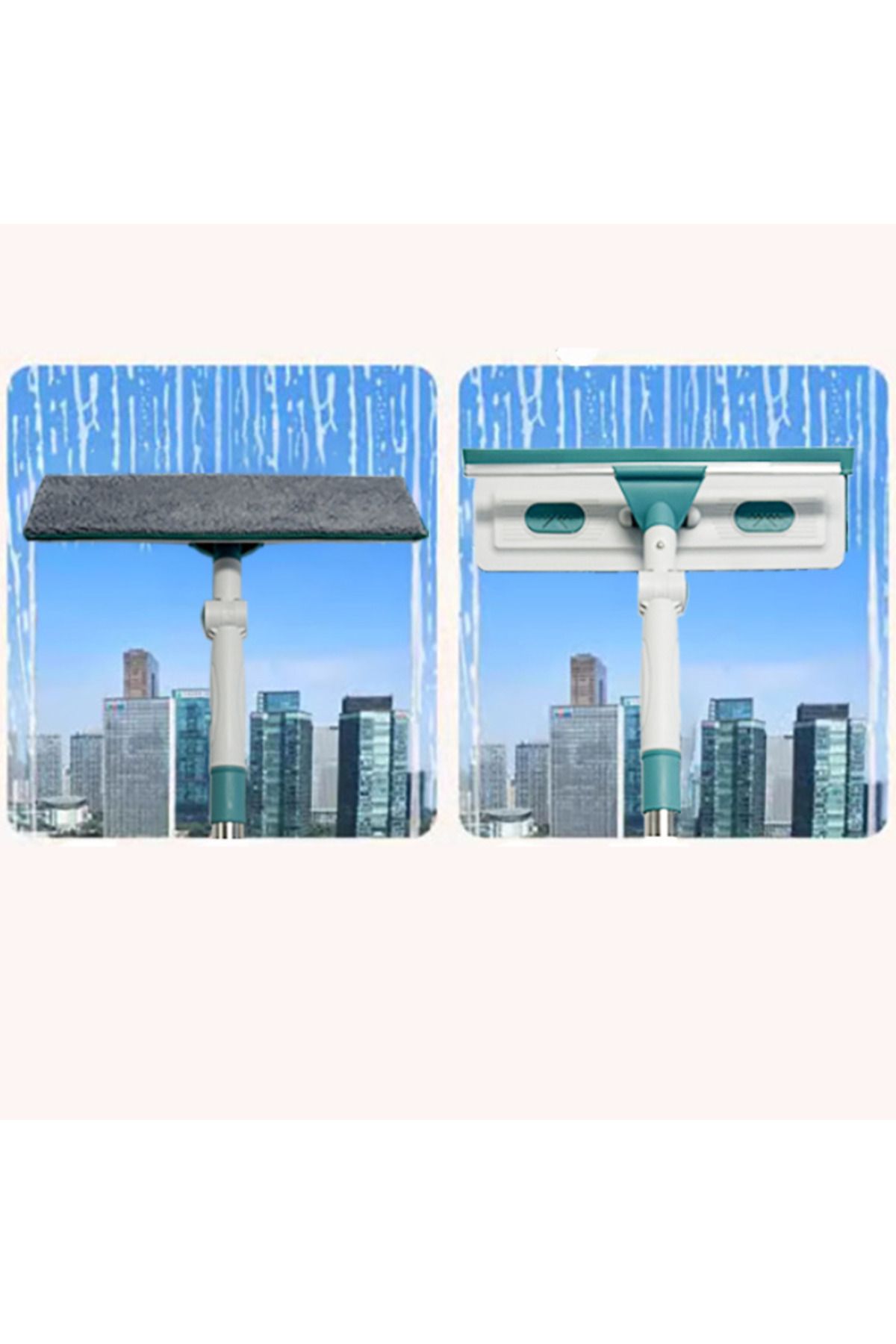 Viyogo-Window wiper with 2 microfiber cloths, 180° rotating, adjustable telescopic handle, 1-1.7m 3