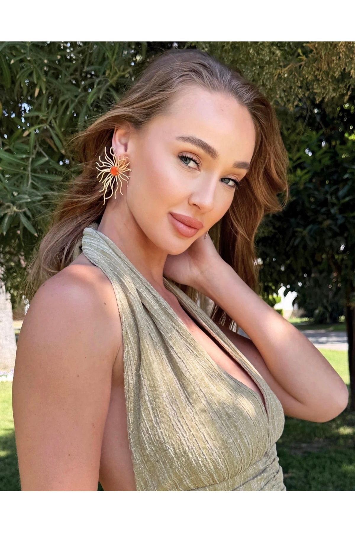 selin daday doğal taşlı medusa tasarım küpe