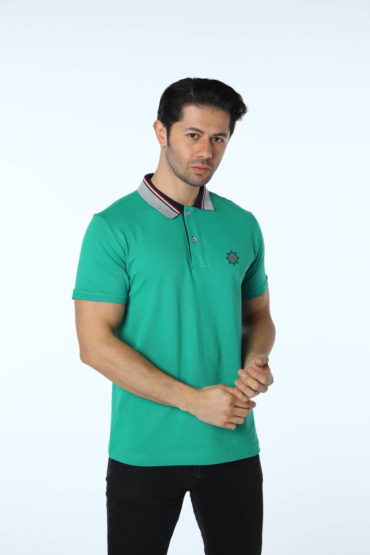rugatchi Büyük Beden Yaka Detaylı Polo Yaka T-Shirt