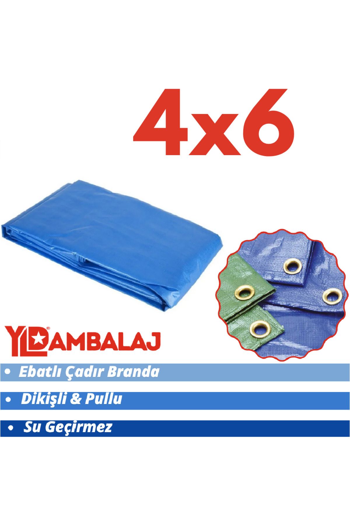 YLD AMBALAJ Ebatlı Pullu Su Geçirmez Branda 4x6