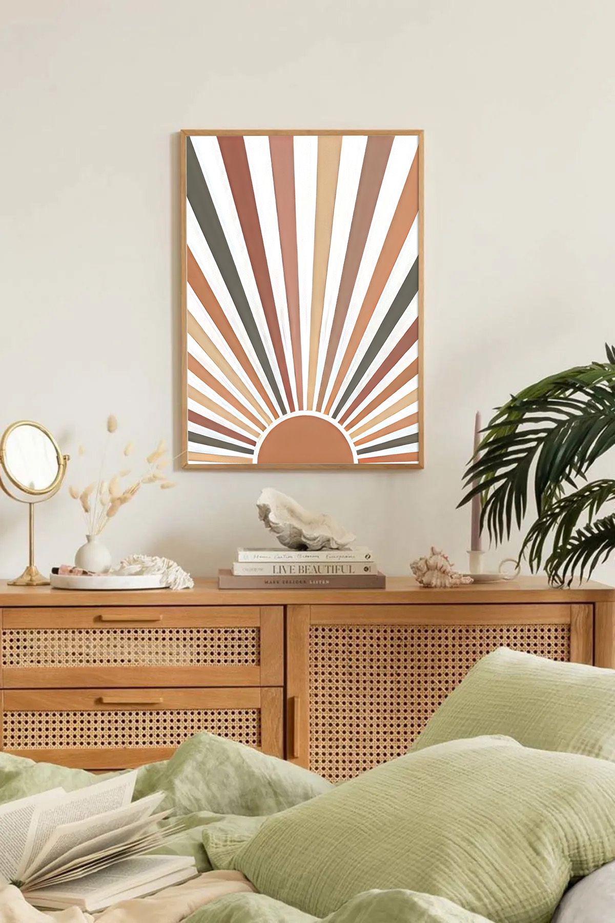 Dekorsiahome Tek Parça Ahşap Çerçeveli Oturma Odası Salon Mutfak Tablo TK0116