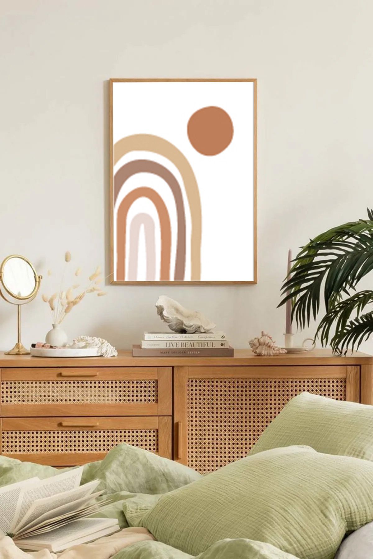 Dekorsiahome Tek Parça Ahşap Çerçeveli Oturma Odası Salon Mutfak Tablo TK0123