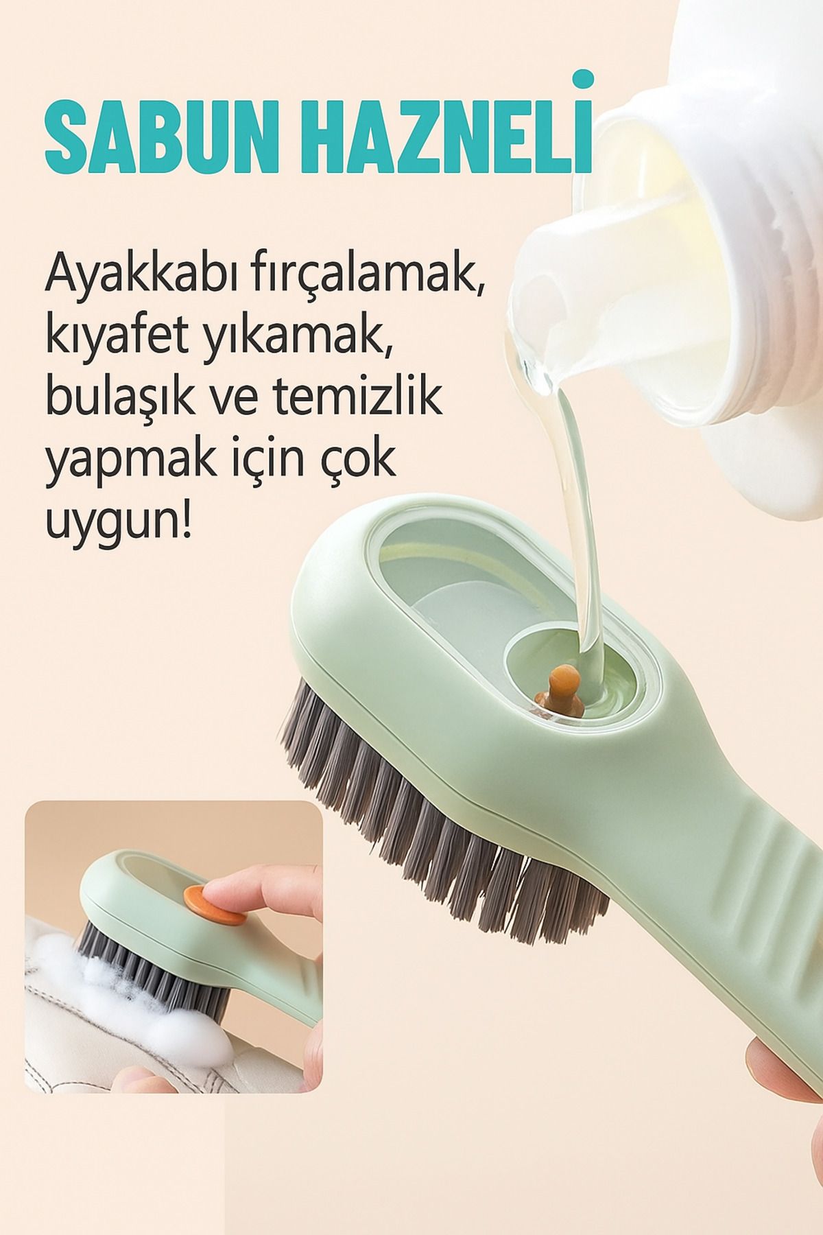 Home Sabun Hazneli Ayakkabı Temizleme Fırçası - Çok Amaçlı Yumuşak Kıllı Fırça