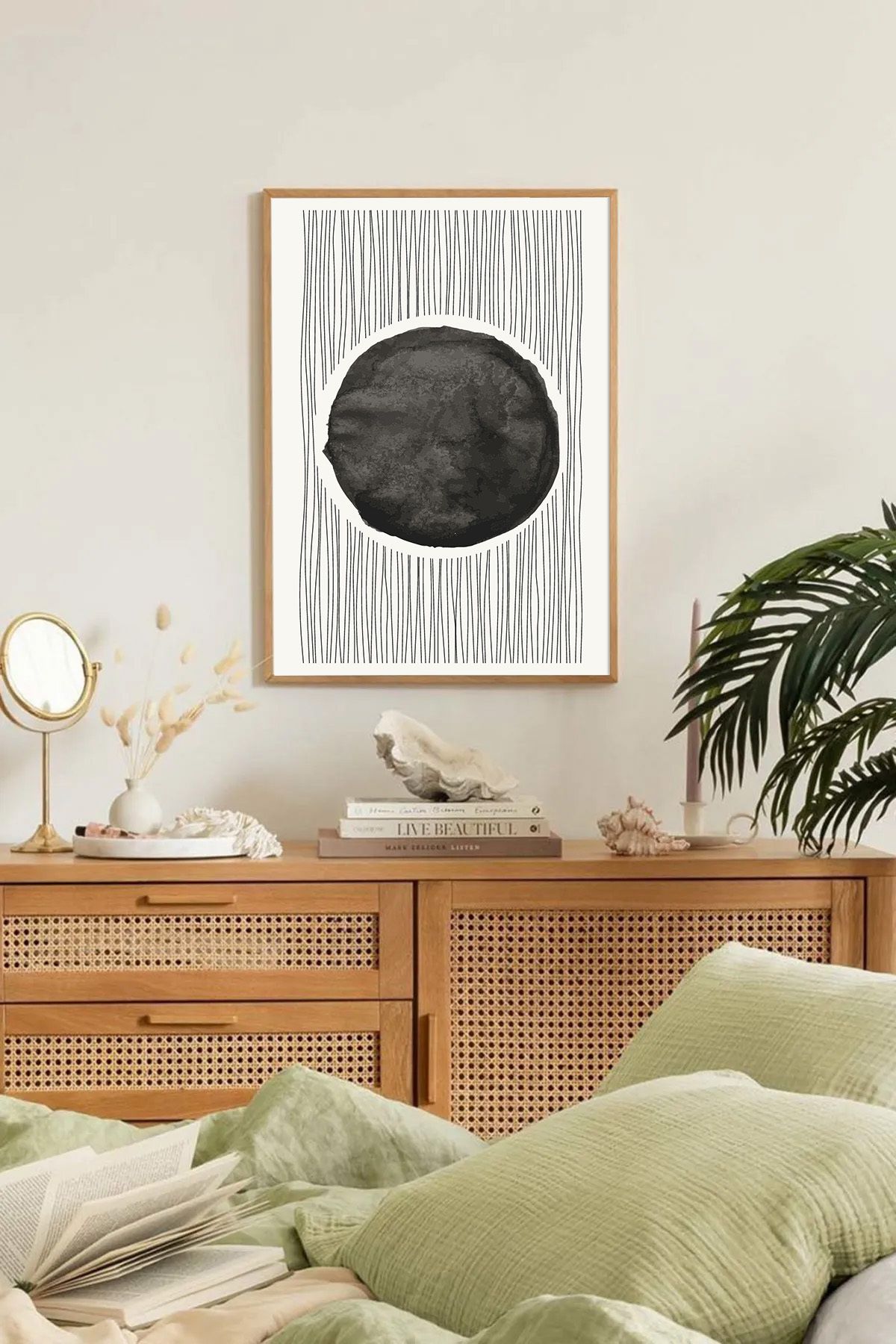 Dekorsiahome Tek Parça Ahşap Çerçeveli Oturma Odası Salon Mutfak Tablo TK0129