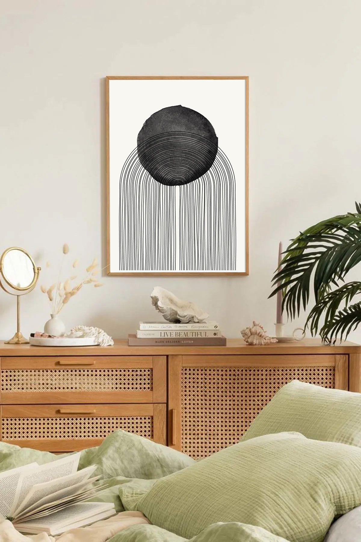 Dekorsiahome Tek Parça Ahşap Çerçeveli Oturma Odası Salon Mutfak Tablo TK0121