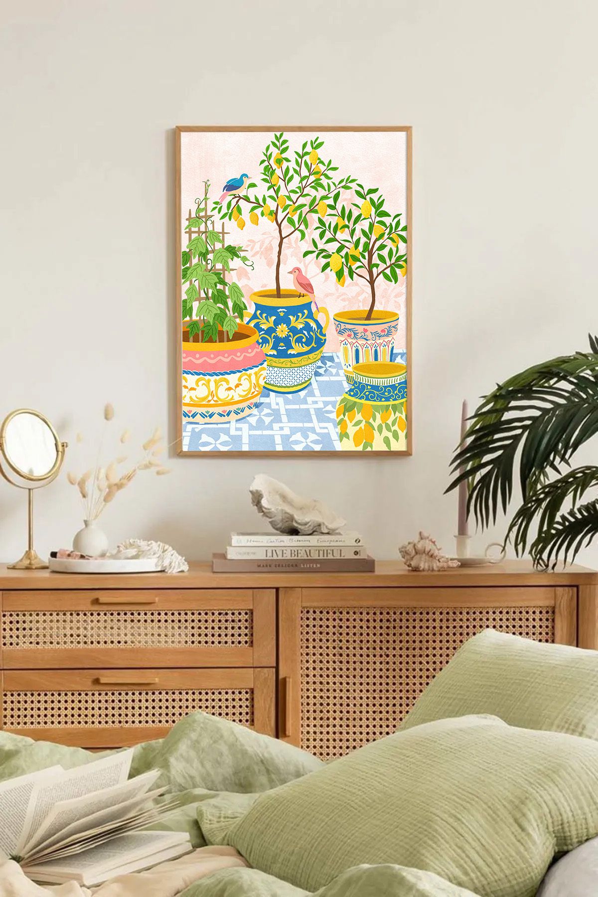 Dekorsiahome Tek Parça Ahşap Çerçeveli Oturma Odası Salon Mutfak Tablo TK0119