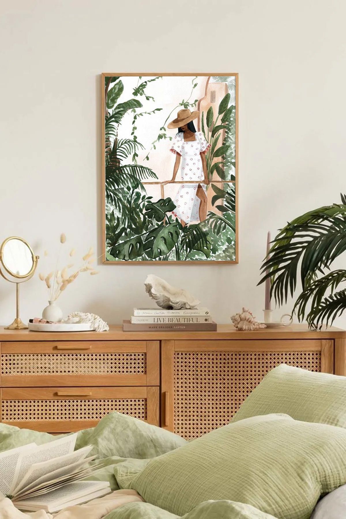 Dekorsiahome Tek Parça Ahşap Çerçeveli Oturma Odası Salon Mutfak Tablo TK0111