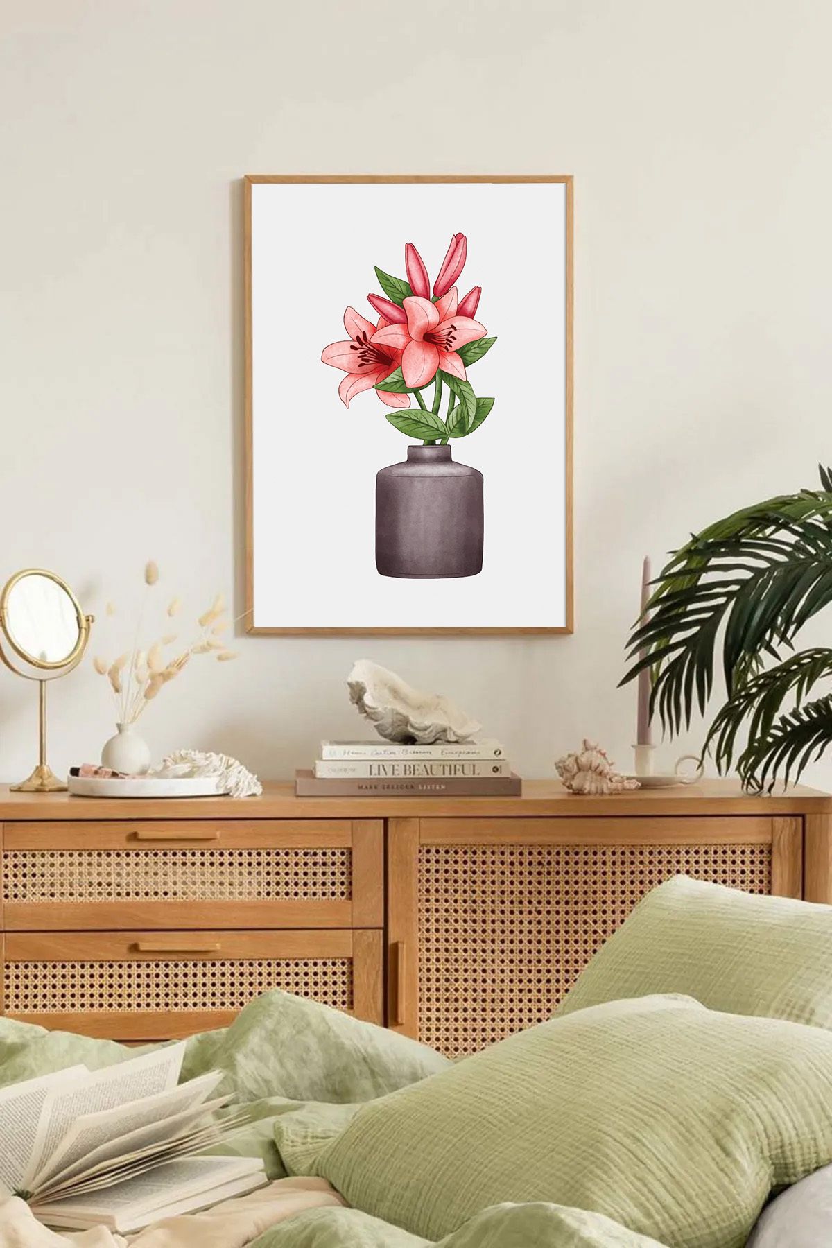 Dekorsiahome Tek Parça Ahşap Çerçeveli Oturma Odası Salon Mutfak Tablo TK0131