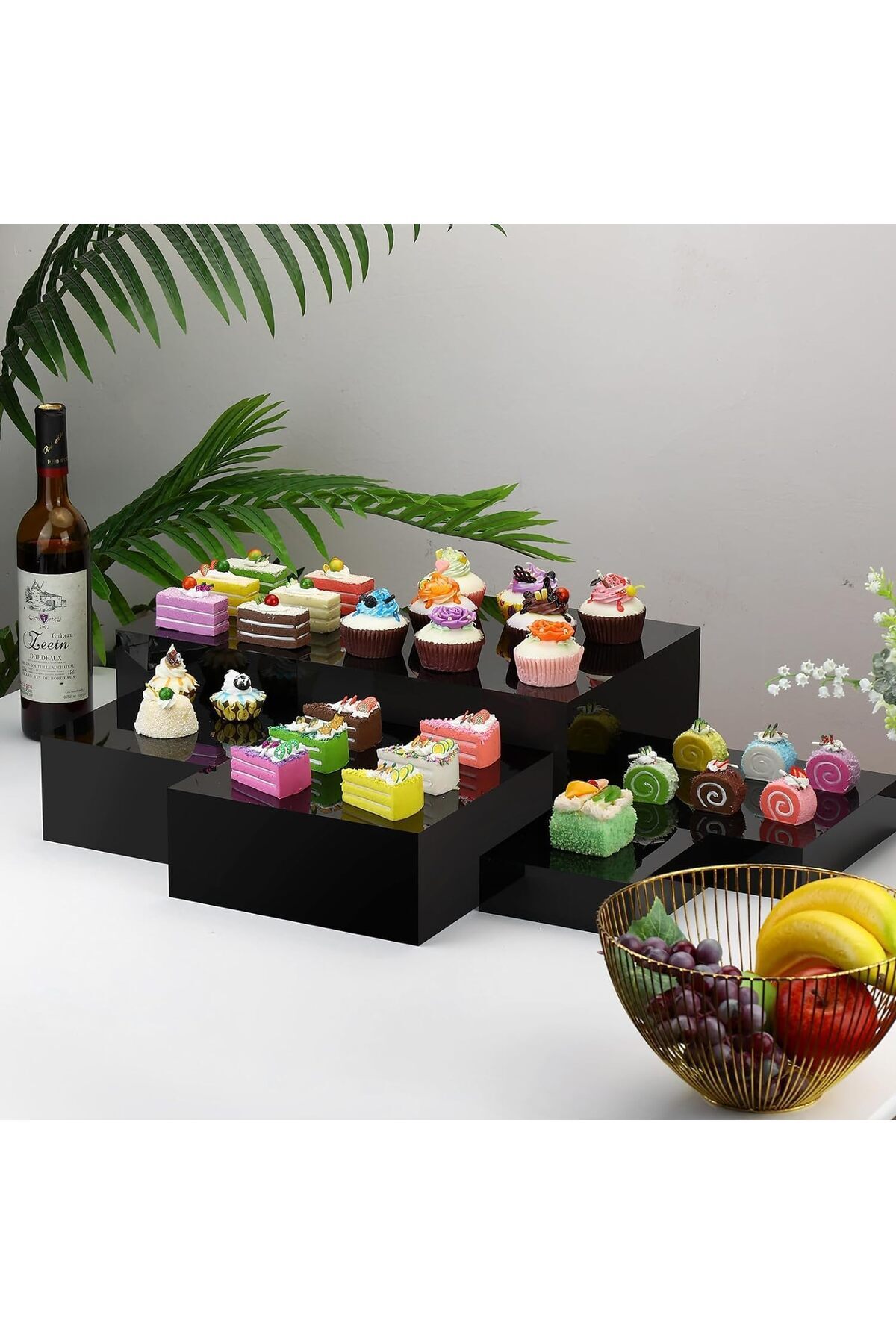 Generic-3 Pack Acrylic Display Boxes Cube Riser, Food Display Stands for Party Buffet Risers 5