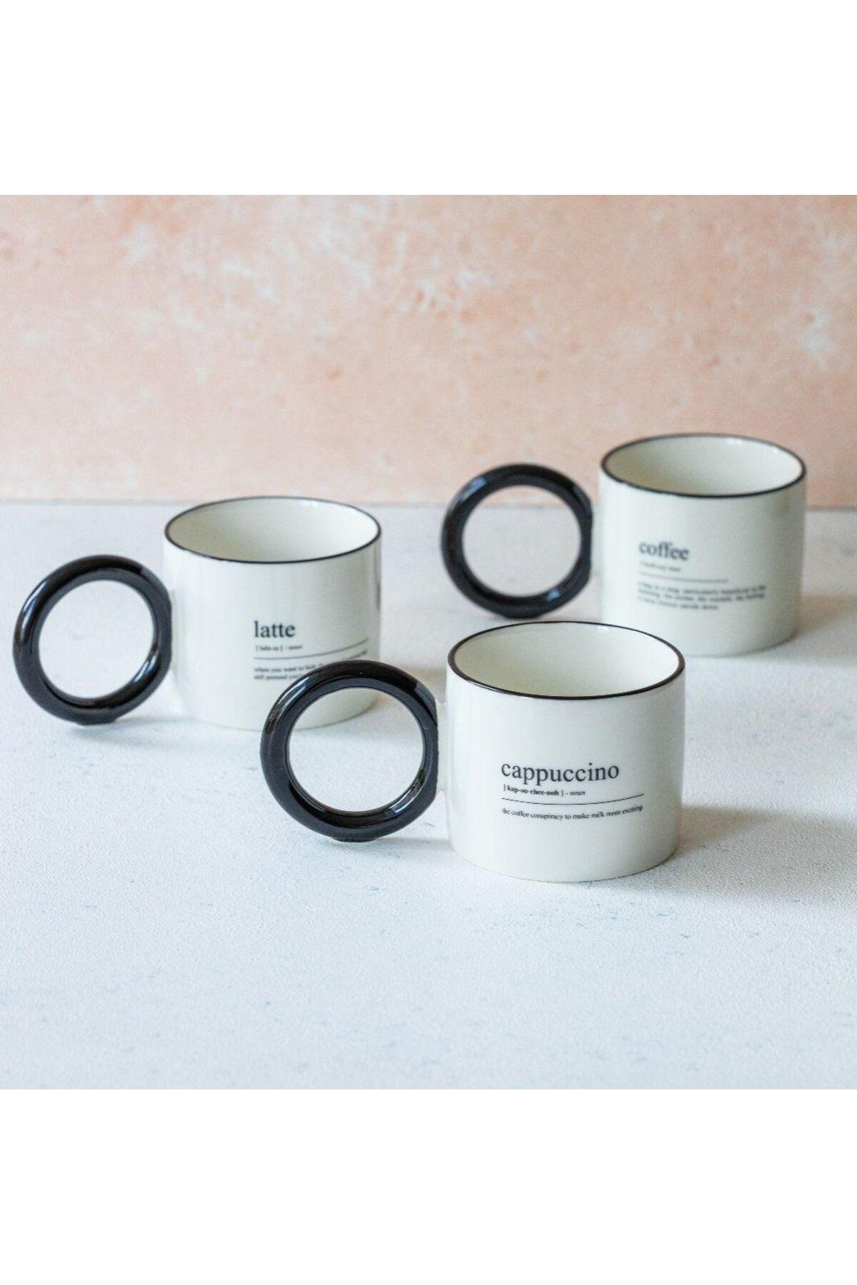 Onedekor 3'lü Lüks Porselen Coffee Latte Cappucuno Kupa