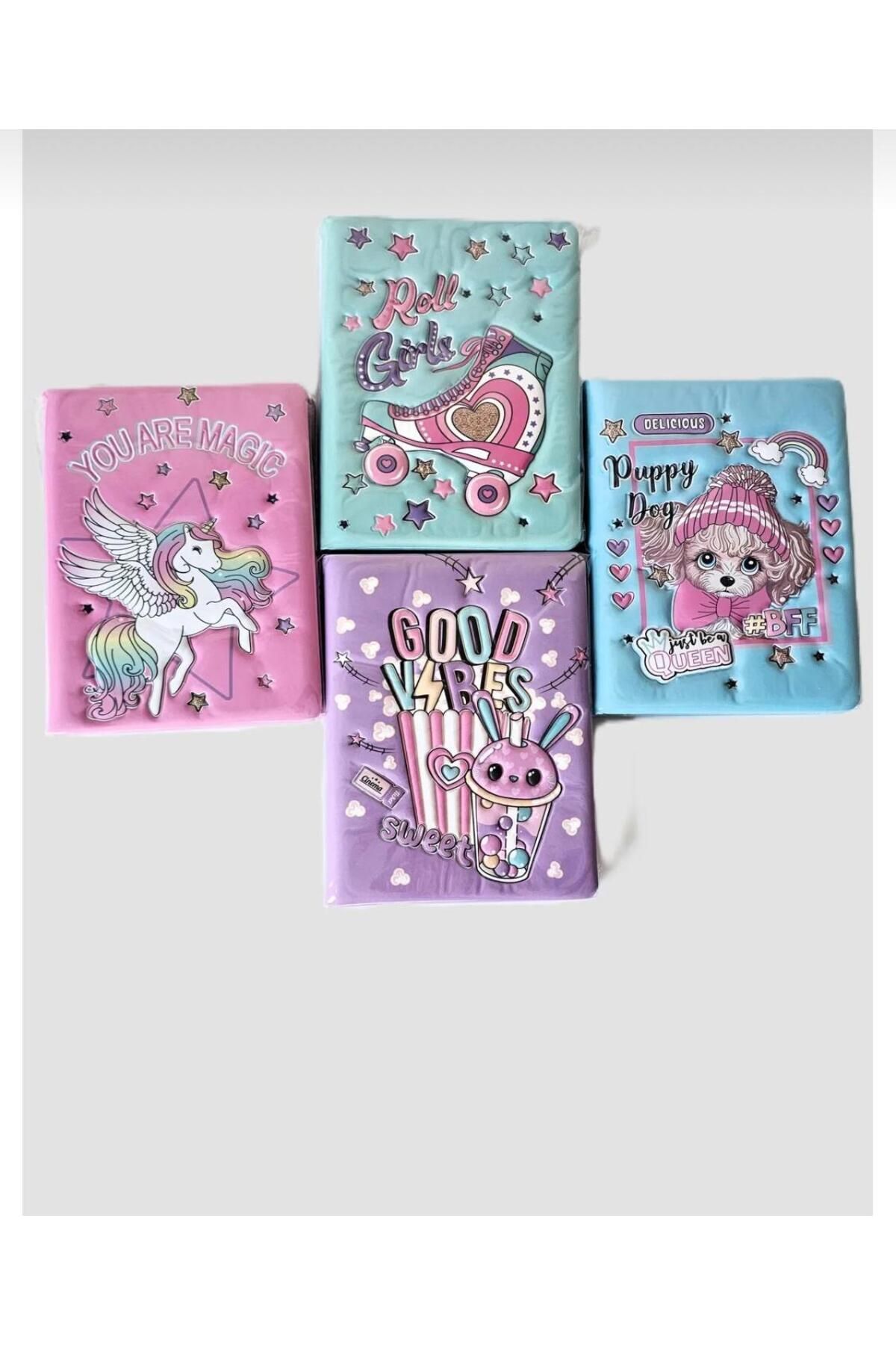 Micro 4’lü Renkli Sert Kapaklı Çocuk Defter Seti – Unicorn, Good Vibes, Roll Girl, Puppy Dog Tasarımlı