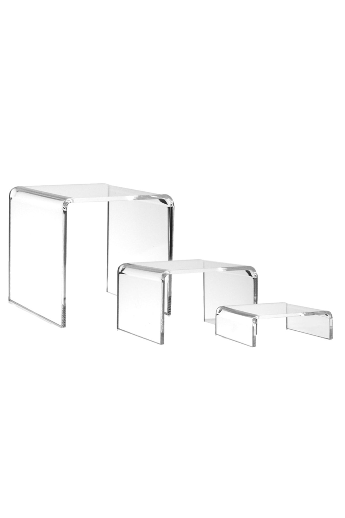 Generic-Clear Acrylic Display Riser Set - Set of 3 Assorted Height Tabletop Risers 1