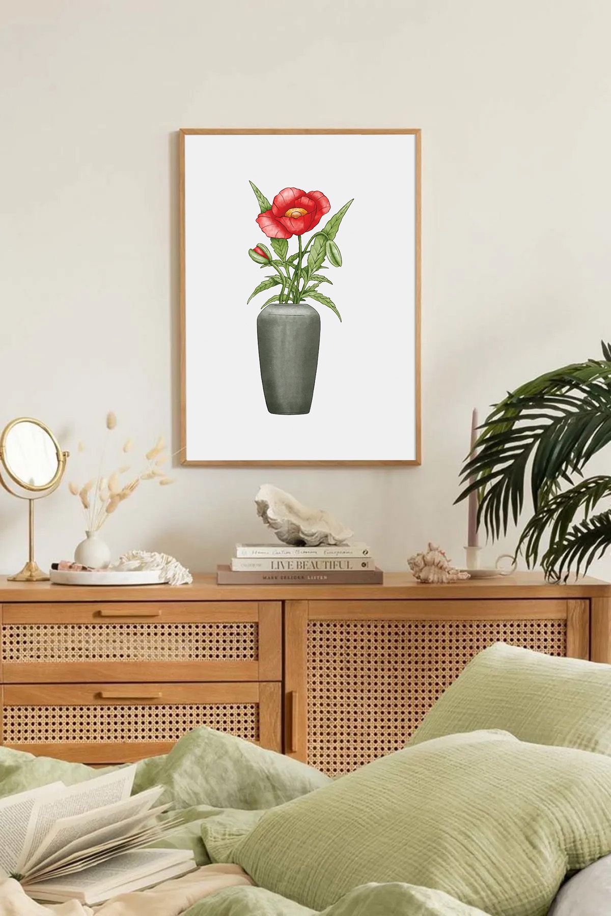 Dekorsiahome Tek Parça Ahşap Çerçeveli Oturma Odası Salon Mutfak Tablo TK0130