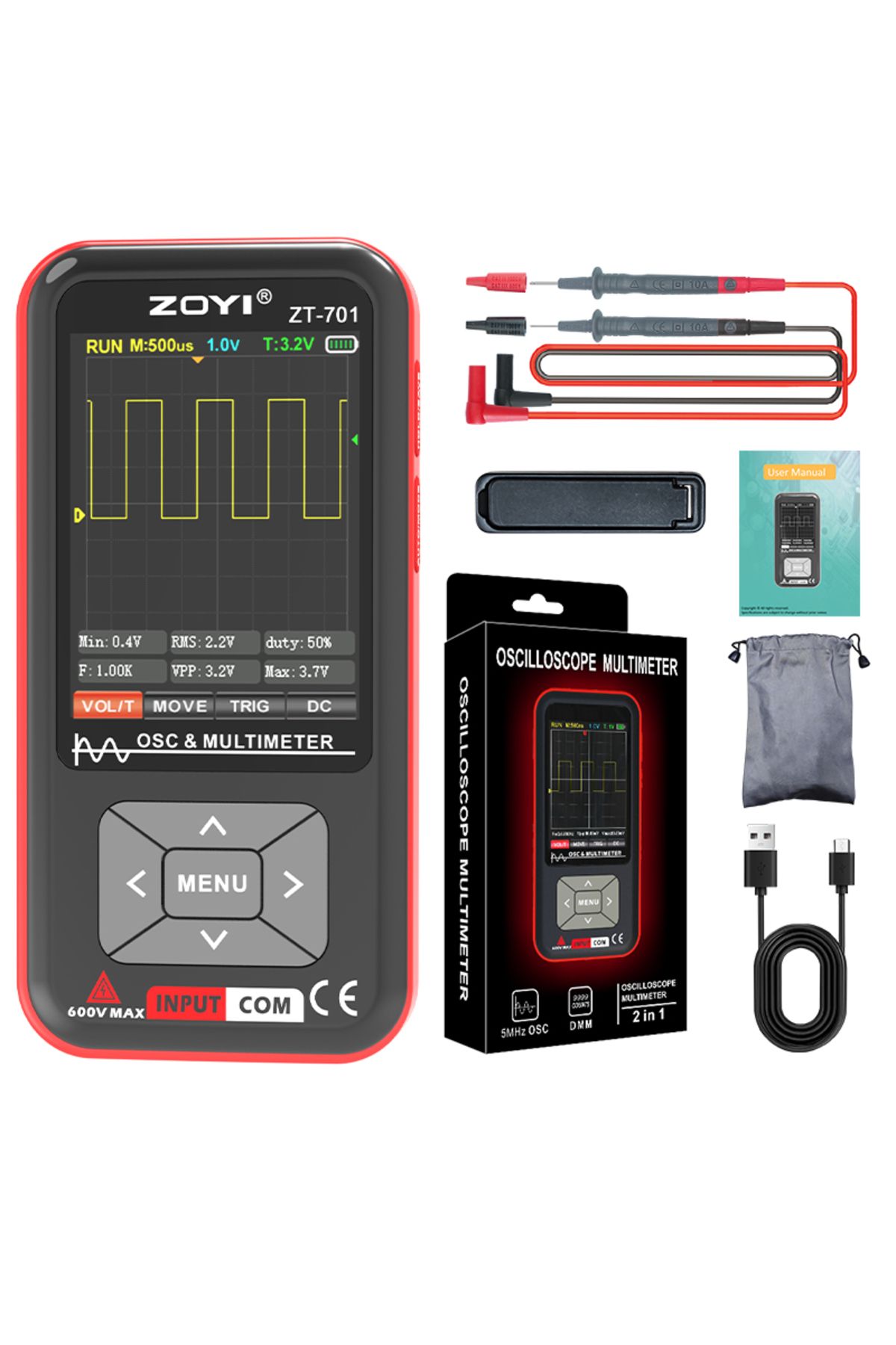 ZOYI-Zt-701 Handheld Burn-proof Digital Oscilloscope Multimeter 2-in-1 High Precision Color Large Sc 1