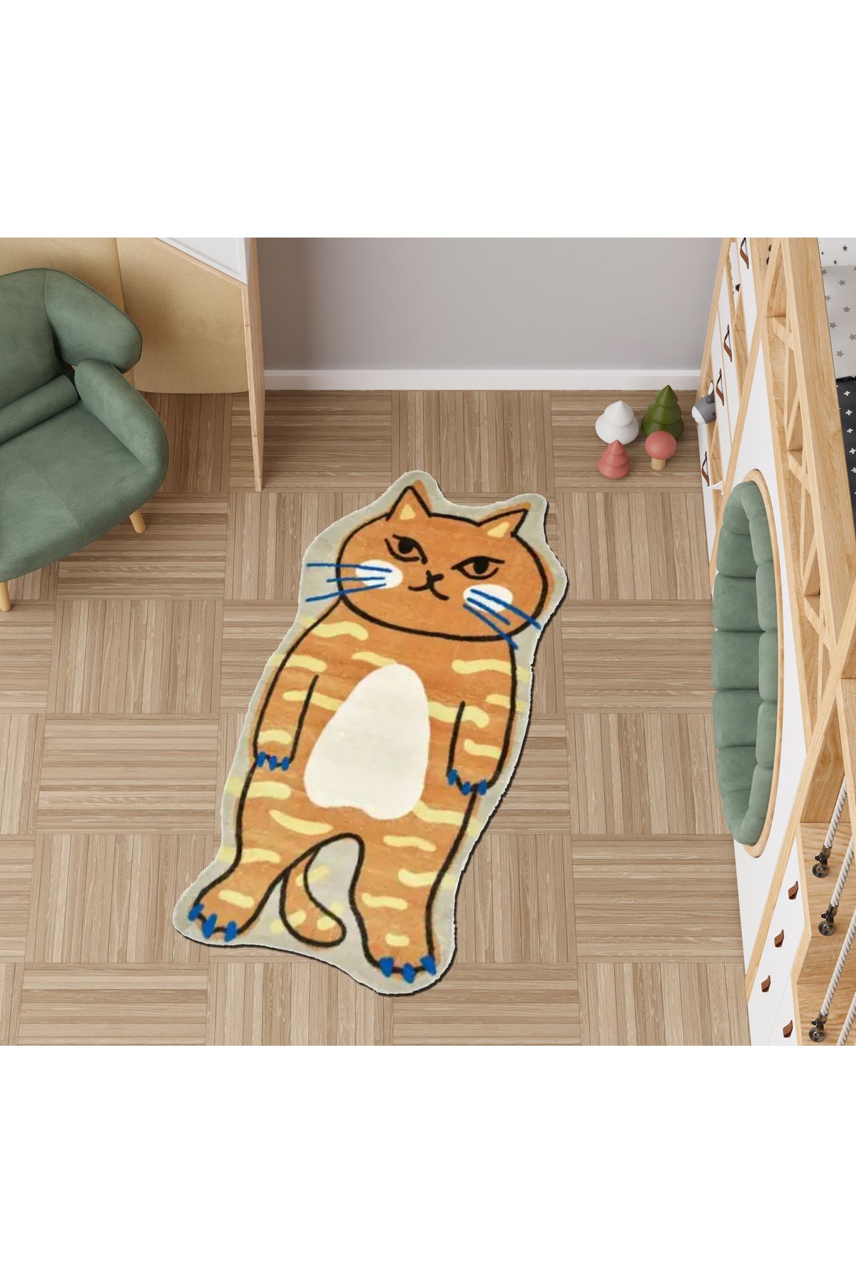 Rugs Modern Halı Lina Koleksiyonu Ayakta Sarı Kedi Desenli Modern Dekoratif Halı lina59