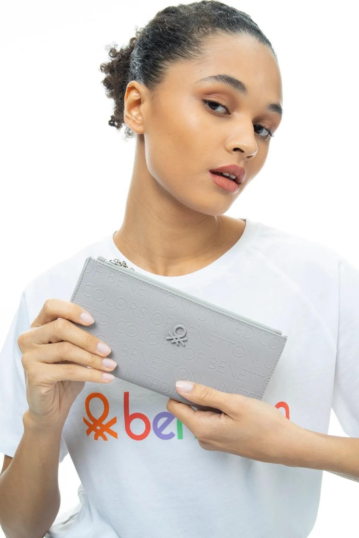 United Colors of Benetton BNT566 Gri Kadın Cüzdanı
