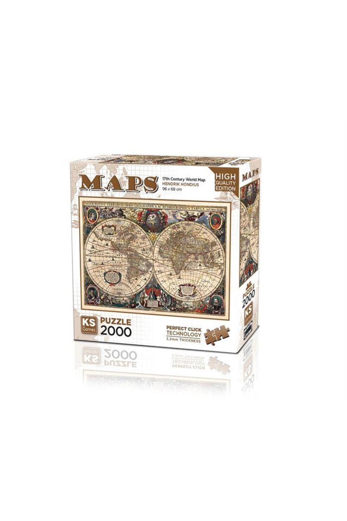 Ks Puzzle Hendrik Hondius Vintage World Map Puzzle 2000 Parça