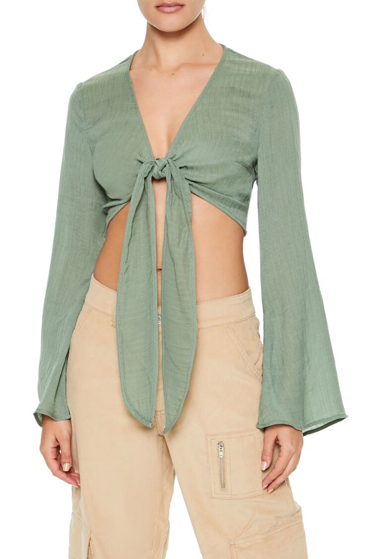 Forever 21 Derin V Yaka Bağlamalı Bluz