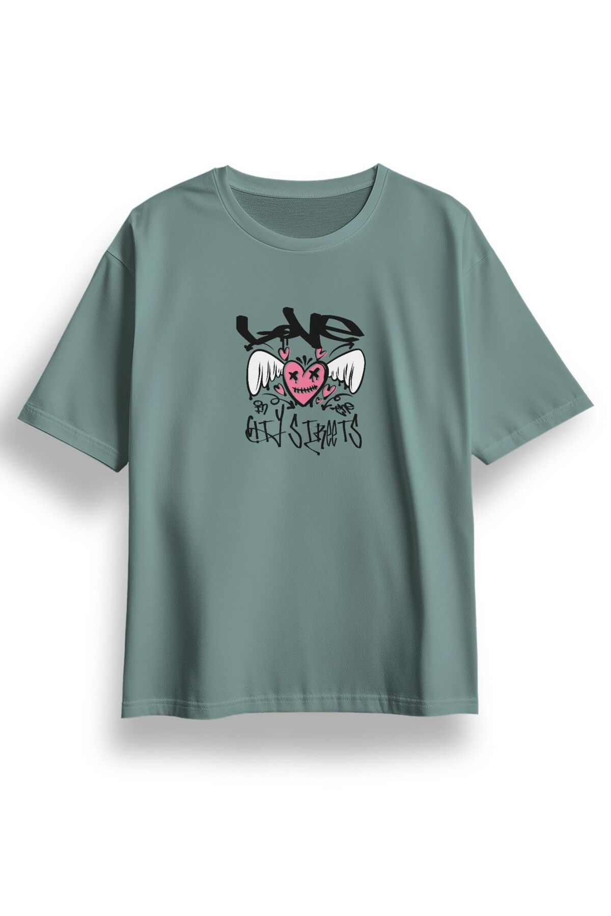 LUMARTA Oversize City Streets Baskılı Tshirt