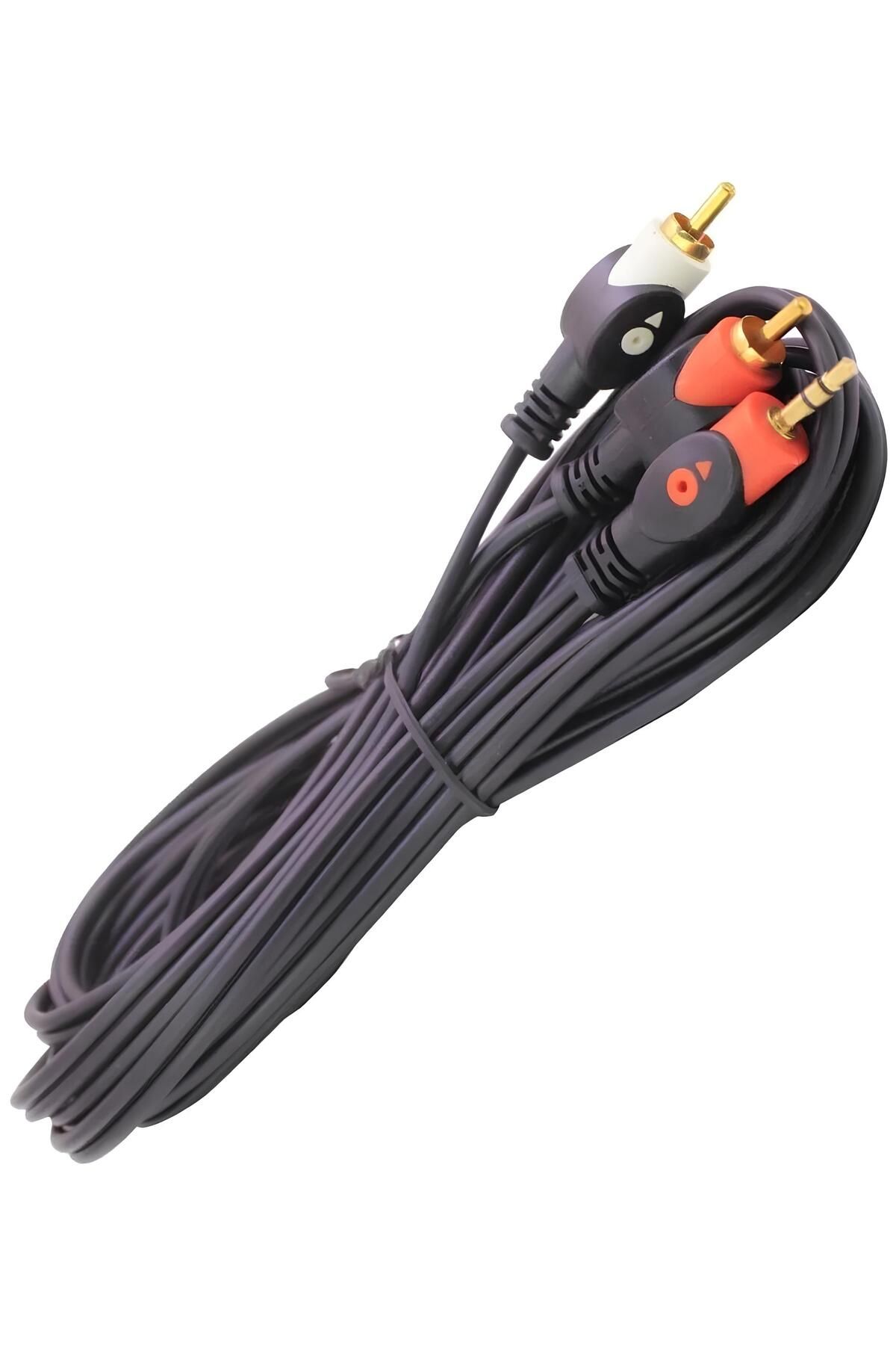 SpeedUF 10 Metre 2 RCA Erkek - 3.5mm AUX Erkek Ses Kablosu | TV, Amfi, Hoparlör, Müzik Seti Kablo