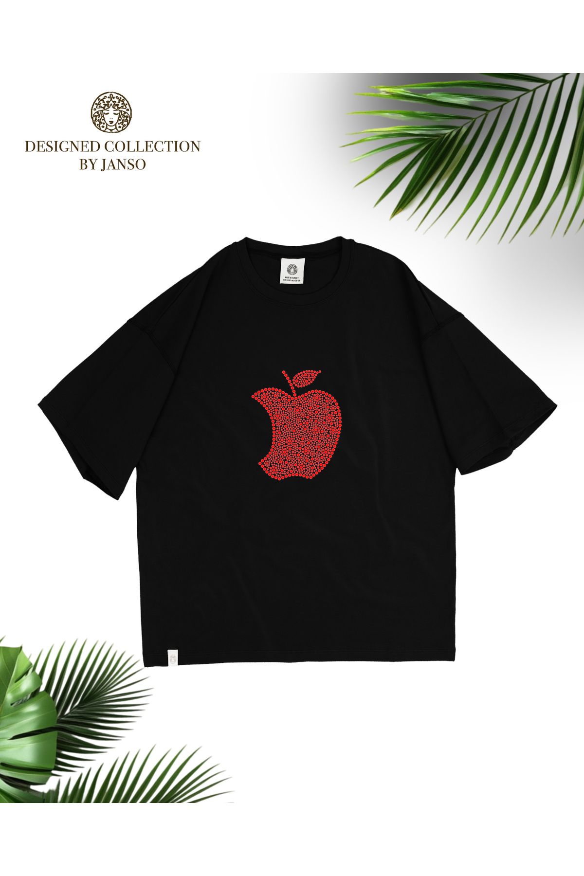JANSO GROUP -KADIN KISA KOLLU TSHIRT BASKILI ELMA