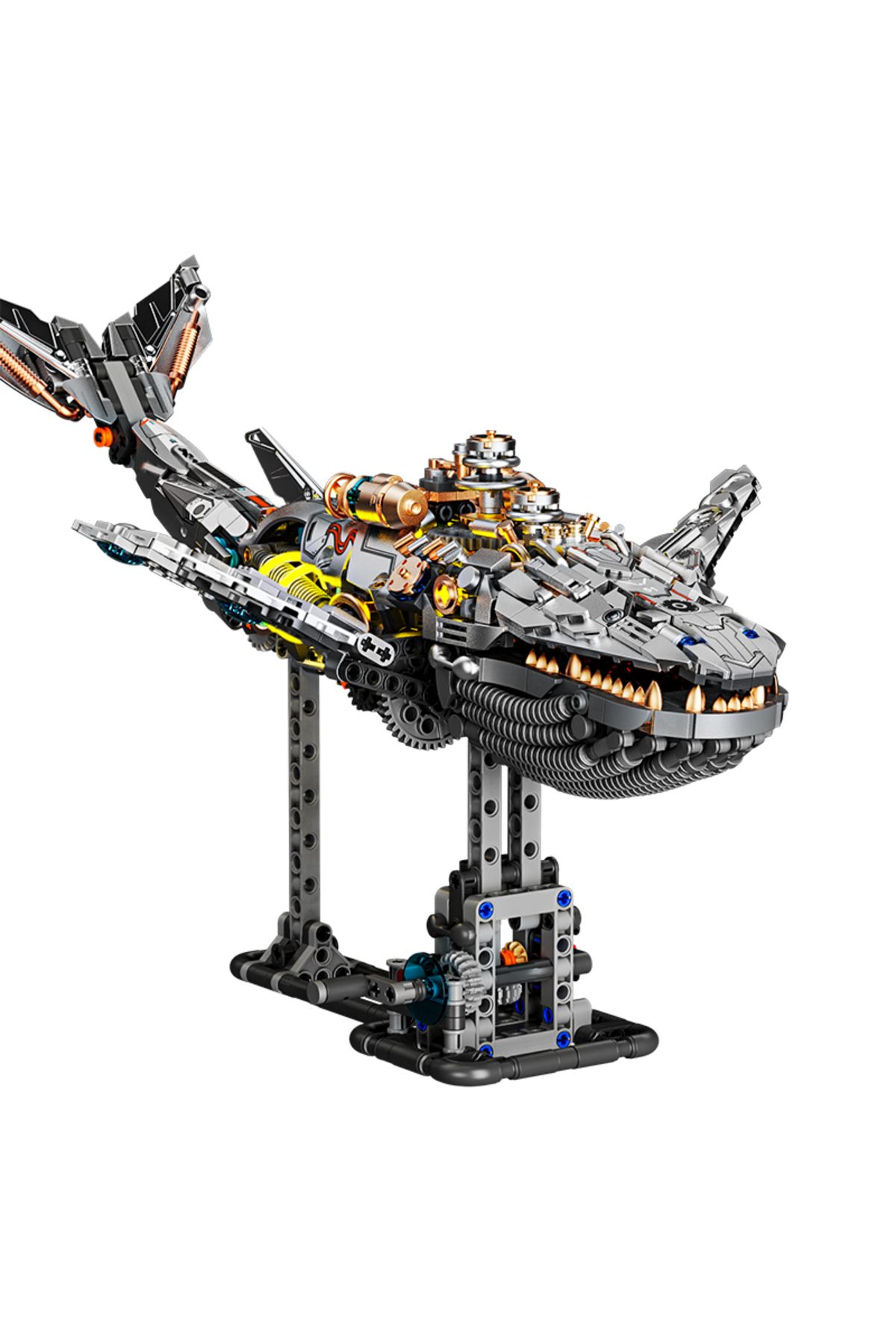 Choice-No Box 1388PCS Mechanical Whale Building Block Joints Movable Ocean Overlord Model Bricks With Light 1