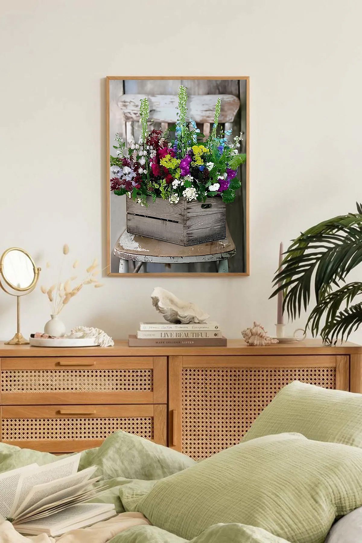 Dekorsiahome Tek Parça Ahşap Çerçeveli Oturma Odası Salon Mutfak Tablo TK0203